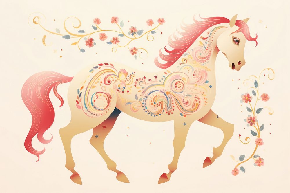 Horse art pattern drawing.