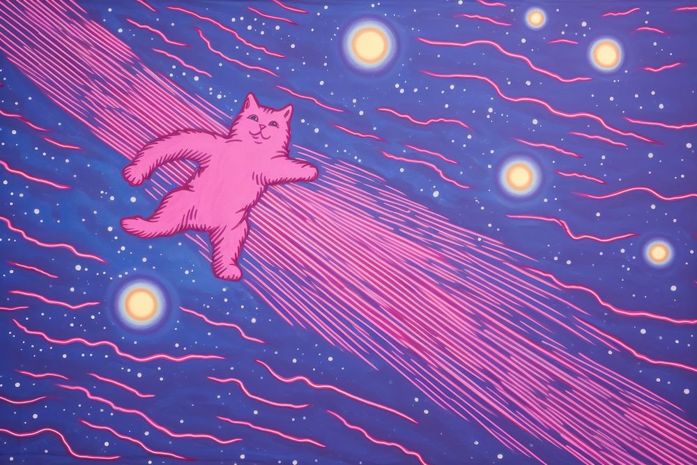  Cat purple backgrounds astronomy. AI generated Image by rawpixel.