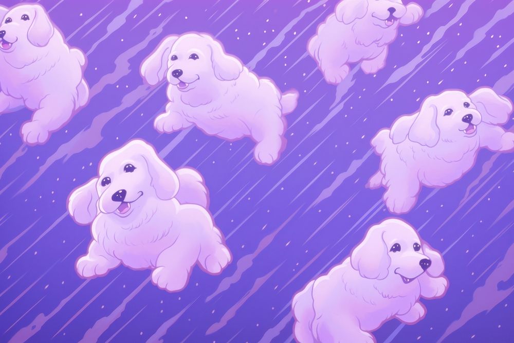  Dogs purple backgrounds cartoon. AI generated Image by rawpixel.