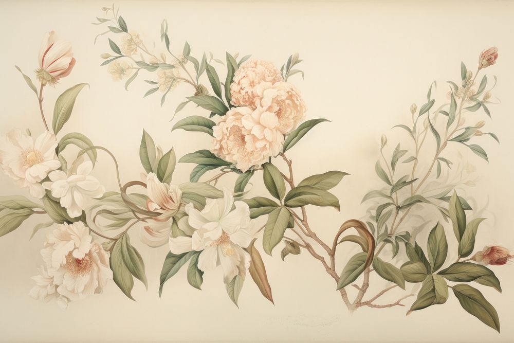 Illustration of davinci flowers painting art pattern.
