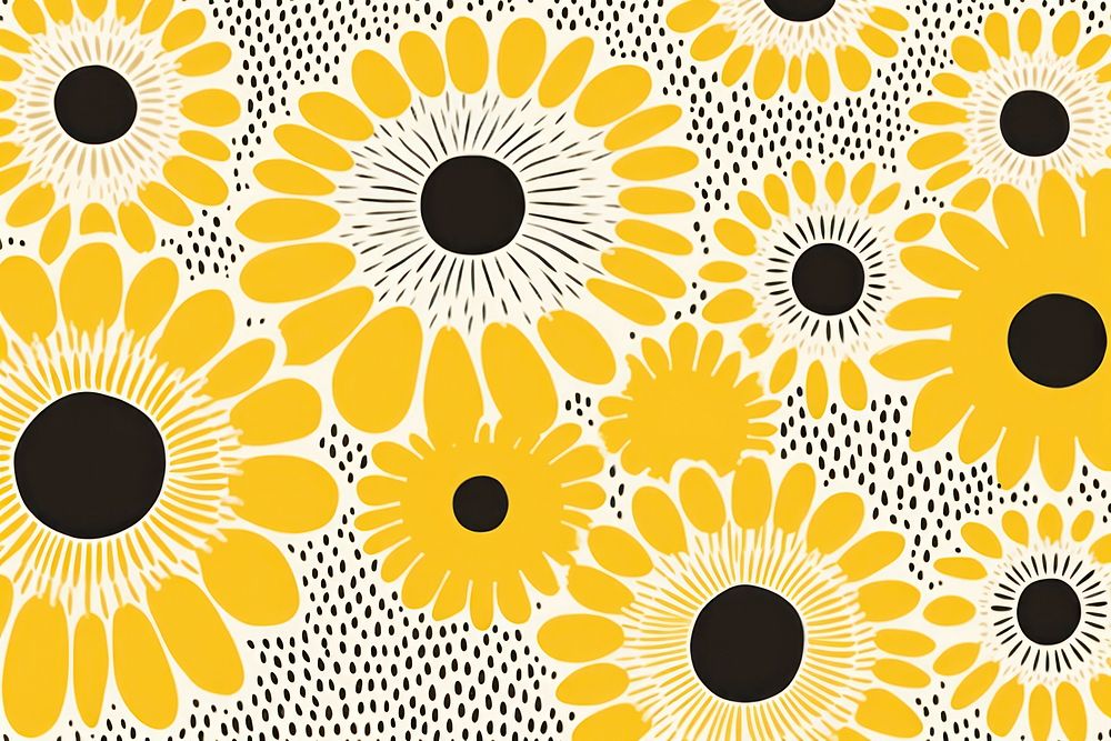 Stroke painting of sunflower pattern plant line.