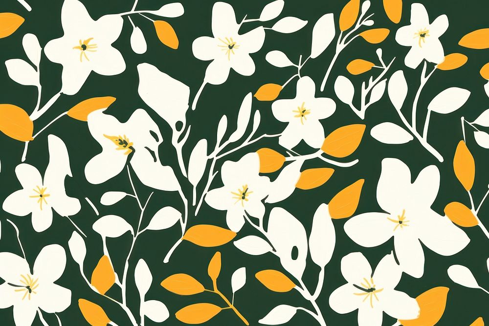 Stroke painting of Jasmine pattern flower plant.