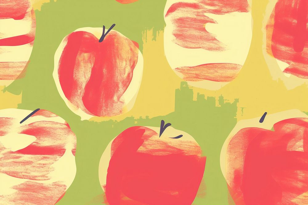 Stroke painting of apple fruit plant food.
