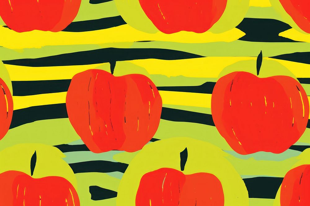 Stroke painting of apple pattern food backgrounds.