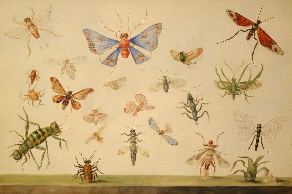 Illustration of Jan Van Kessel insects painting art animal.