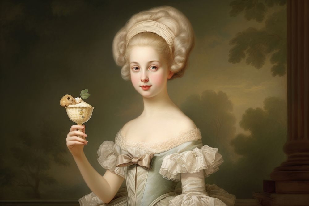 Illustration of Jean Auguste Dominique girl with ice cream portrait painting adult.