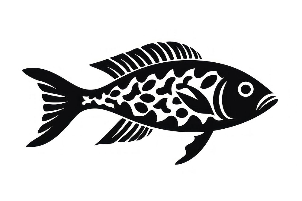 Silhouette fish drawing animal.