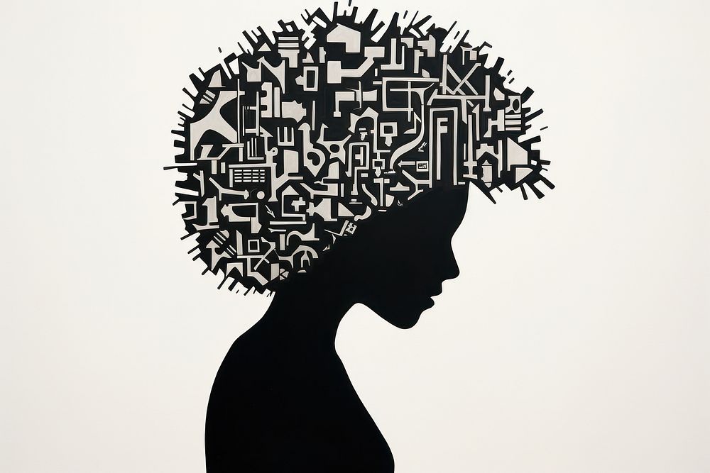 Mental health silhouette black art. AI generated Image by rawpixel.