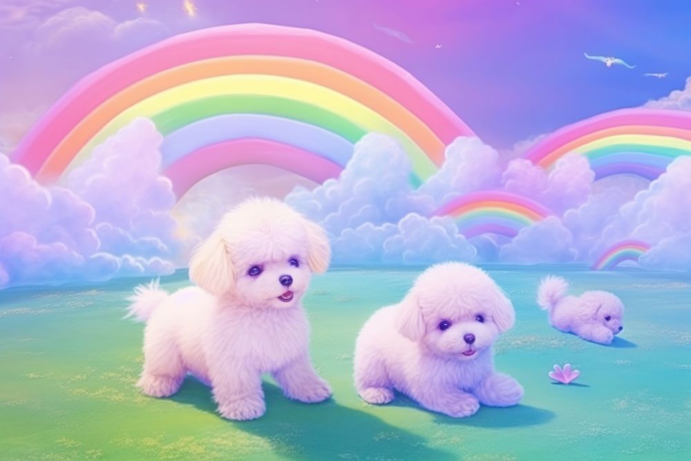  Dogs outdoors rainbow animal. AI generated Image by rawpixel.