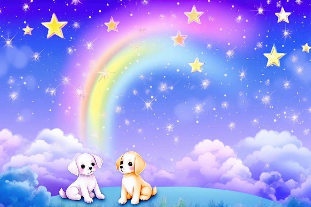  Dogs outdoors rainbow animal. AI generated Image by rawpixel.