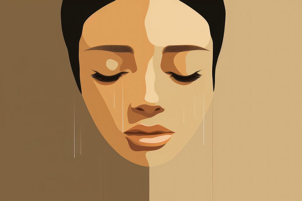 Crying woman portrait photography illustrated. AI generated Image by rawpixel.