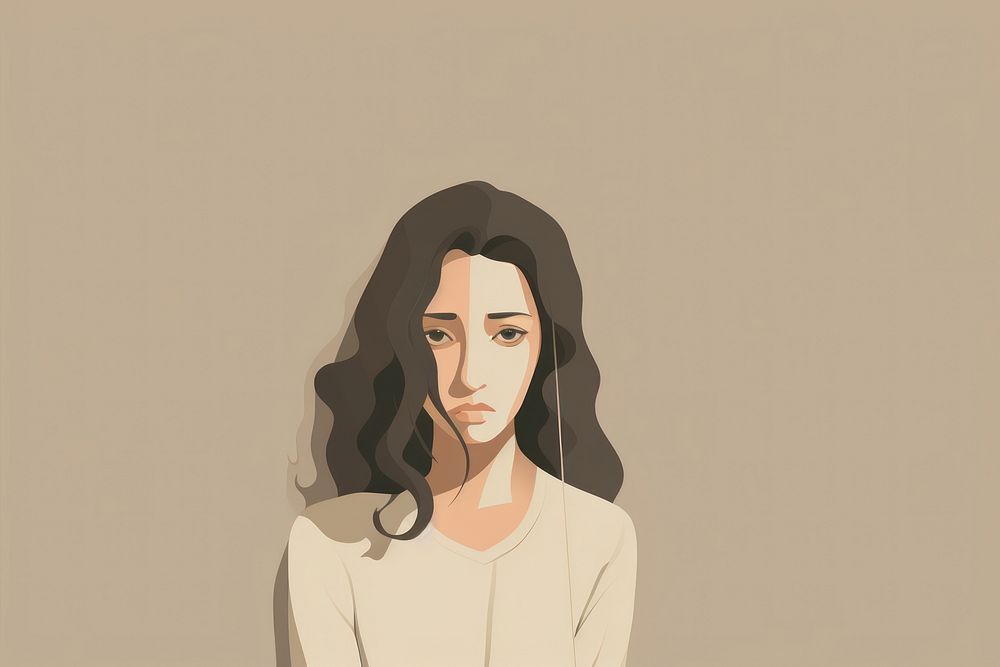 Sad women portrait drawing sketch. AI generated Image by rawpixel.