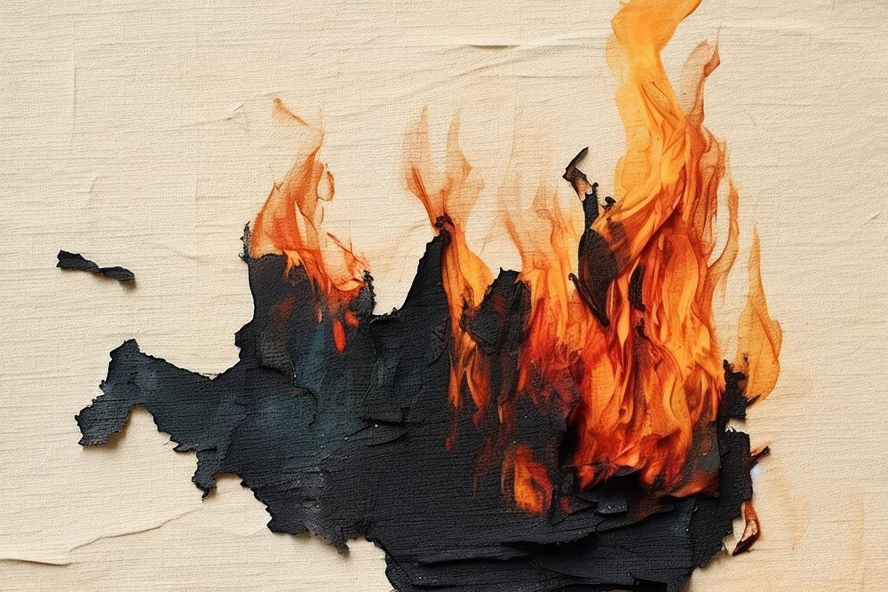 Fire art fireplace painting.