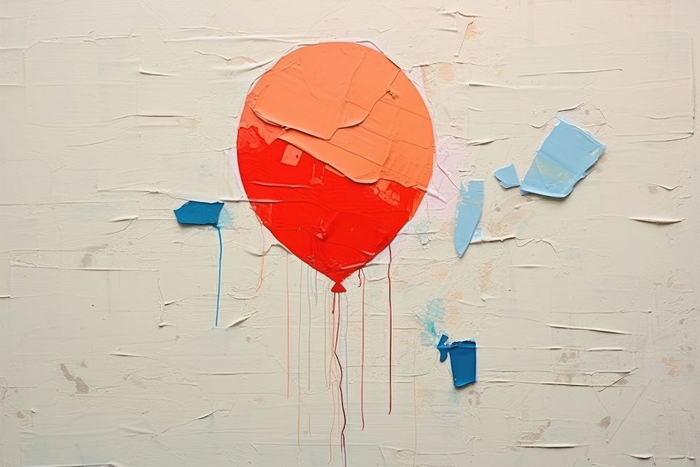Abstract balloon ripped paper art creativity painting.