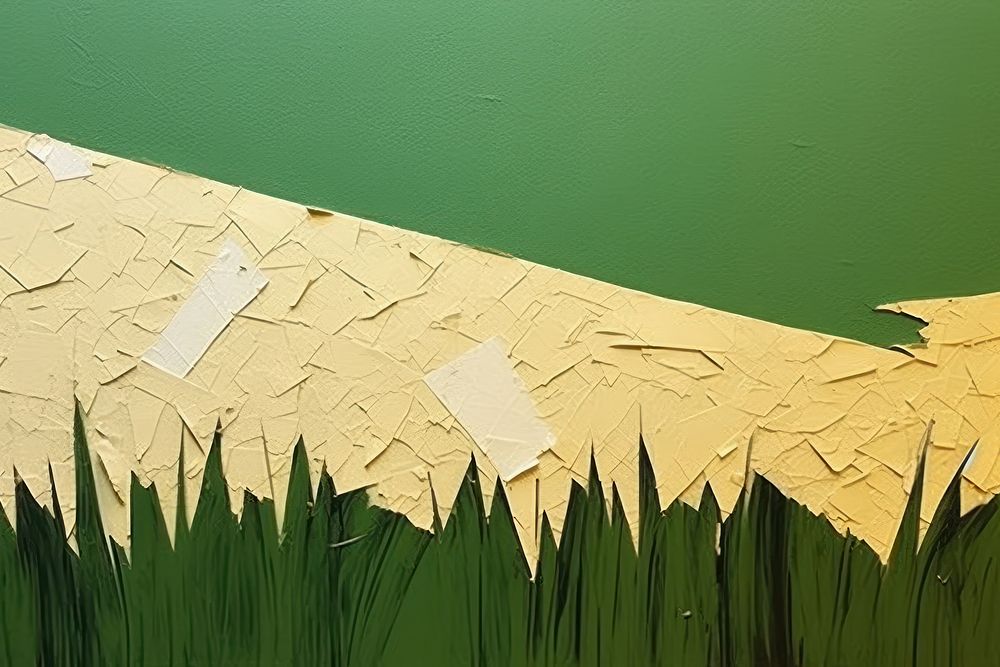 Abstract grass ripped paper art green plant.