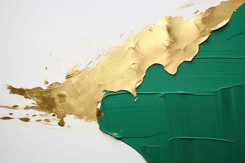 Abstract green gold ripped paper backgrounds splattered textured.
