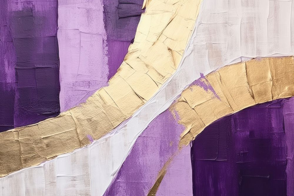 Abstract purple gold ripped paper art painting backgrounds.