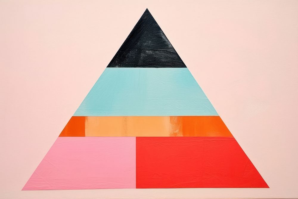 Abstract pyramid ripped paper art creativity triangle.