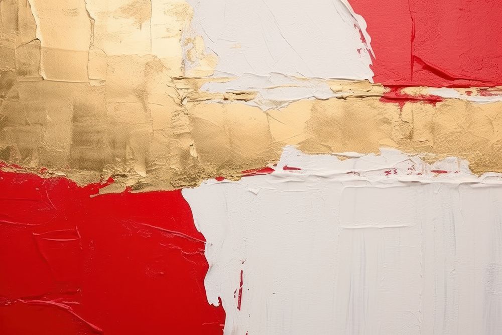 Abstract red gold ripped paper wall art architecture.