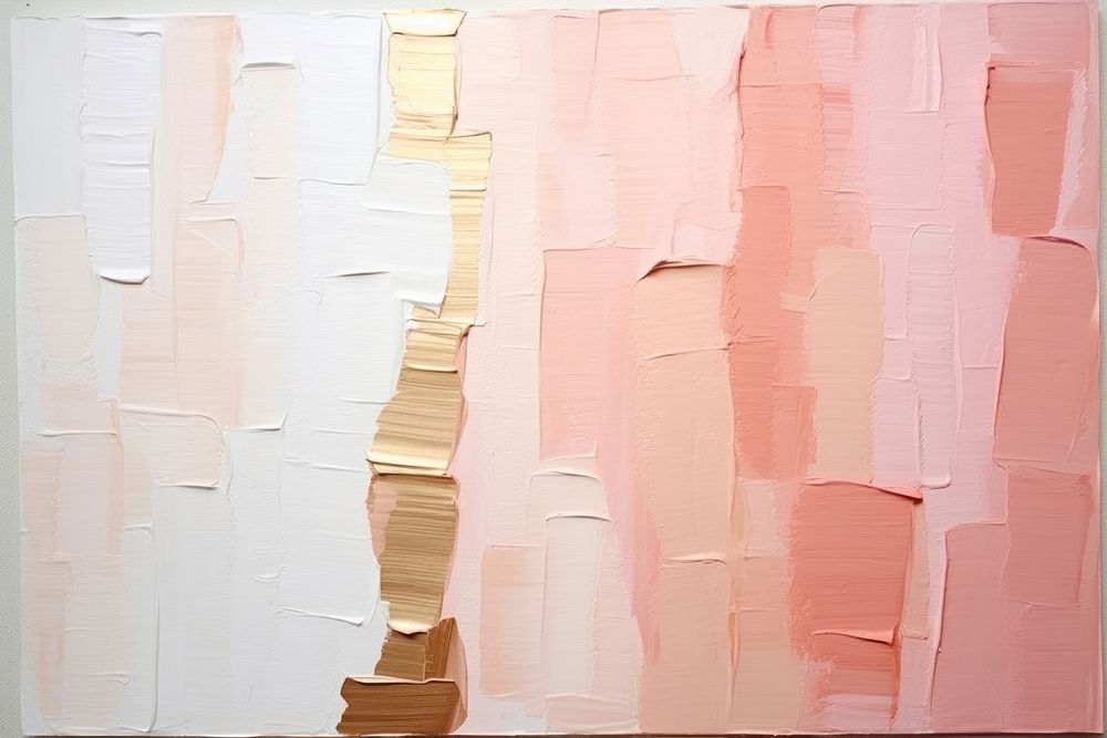 Abstract rose gold ripped paper art painting wall.
