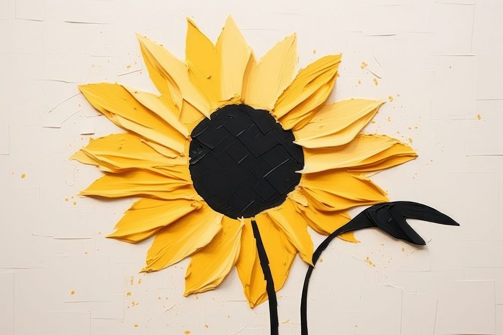 Sunflower ripped paper art plant anthropomorphic.