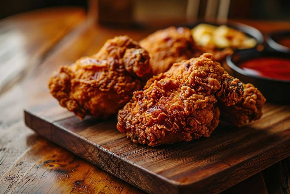 Delicious fried chicken set table food meat. AI generated Image by rawpixel.