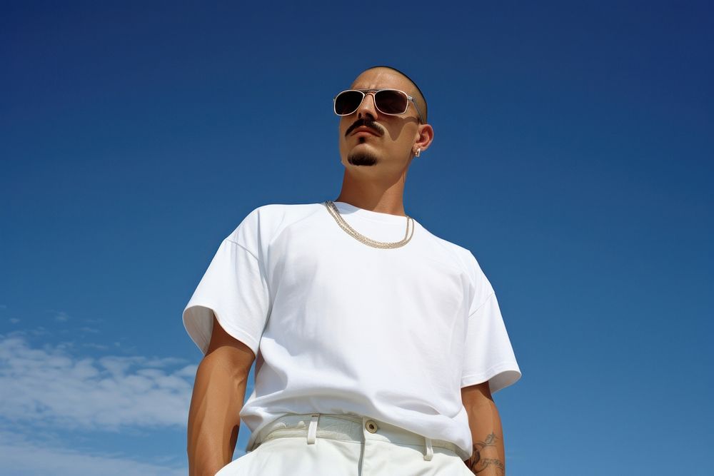 Mexican man skinhead with Mustache sunglasses fashion adult.