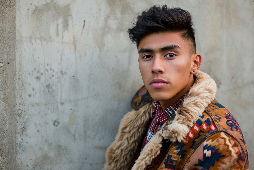 Hispanic young man portrait fashion photo.