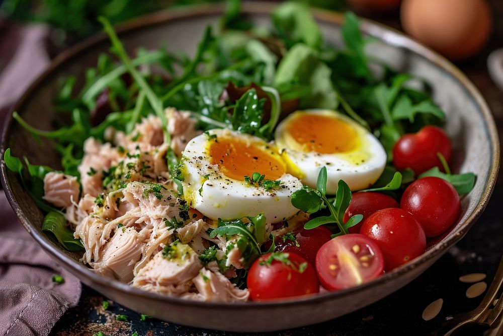 Tuna salad with egg food vegetable freshness. AI generated Image by rawpixel.
