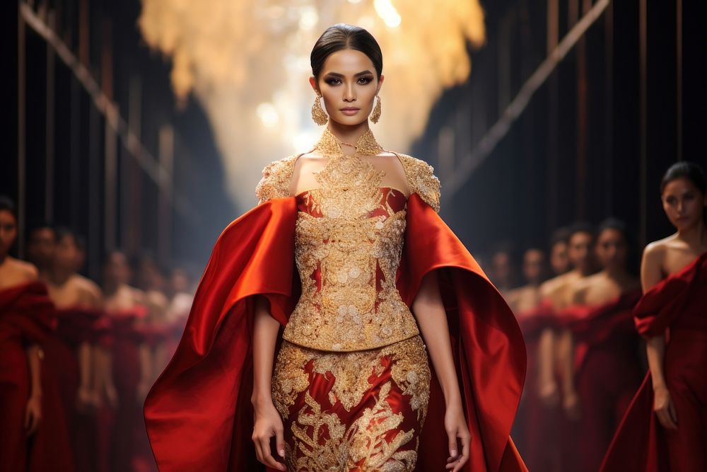 Thai oversize female model fashion tradition clothing.
