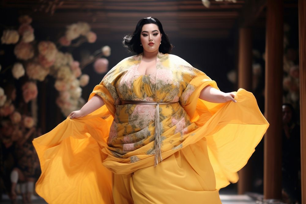 Thai overweight female model fashion adult fashion show.