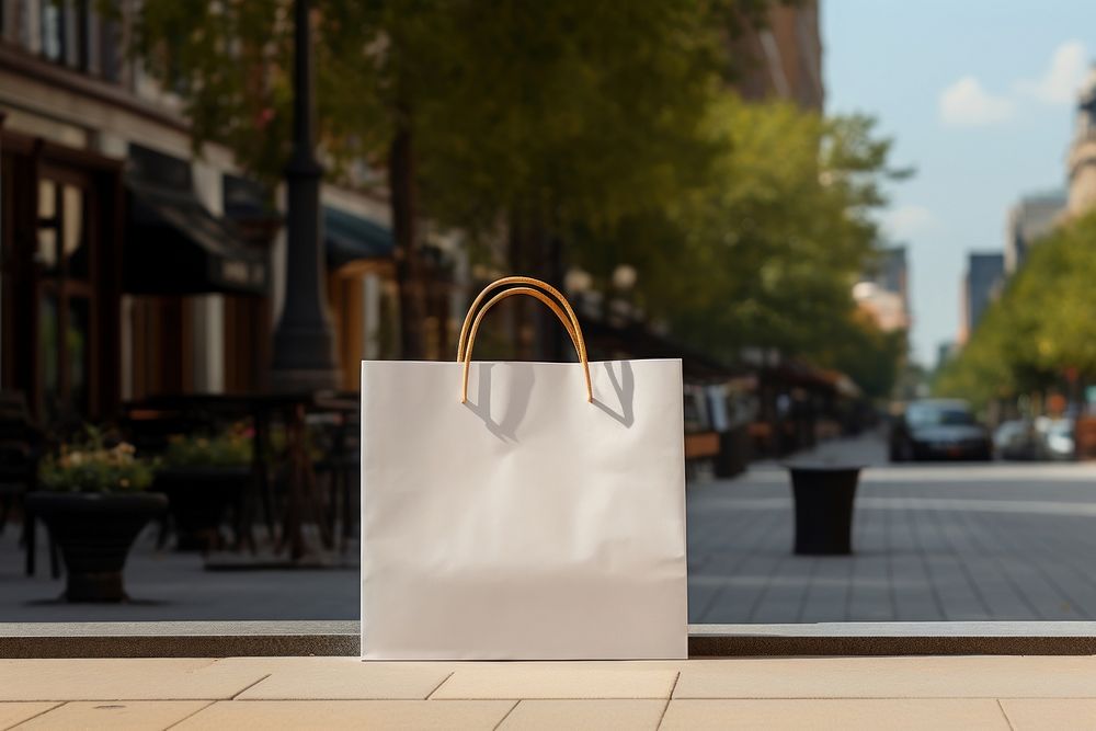 Blank shopping bag packaging s outdoors handbag street.