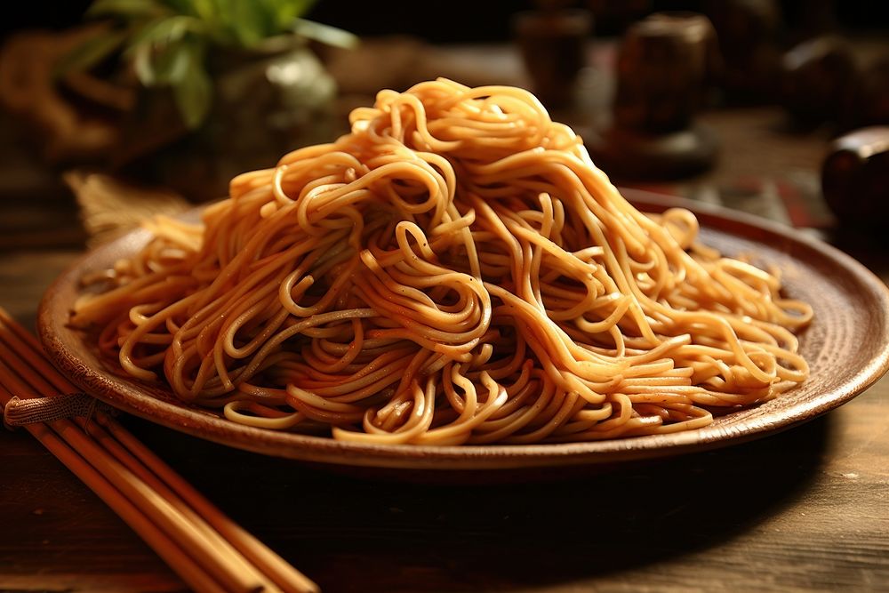 Chinese noodles chopsticks spaghetti pasta.