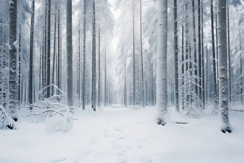 Snow forest landscape outdoors woodland.