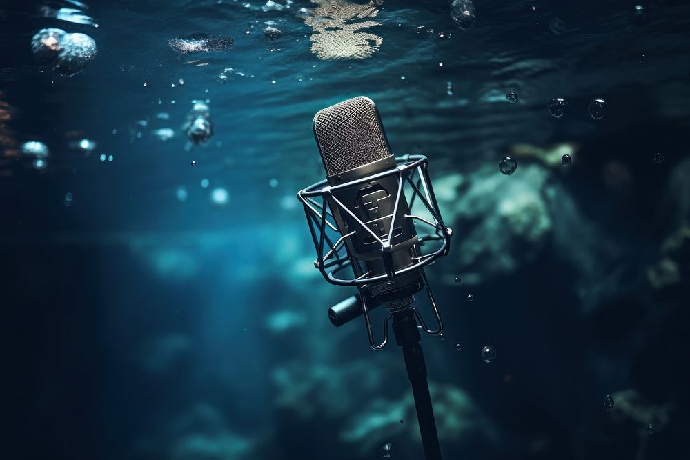 Studio recording microphone underwater outdoors nature.