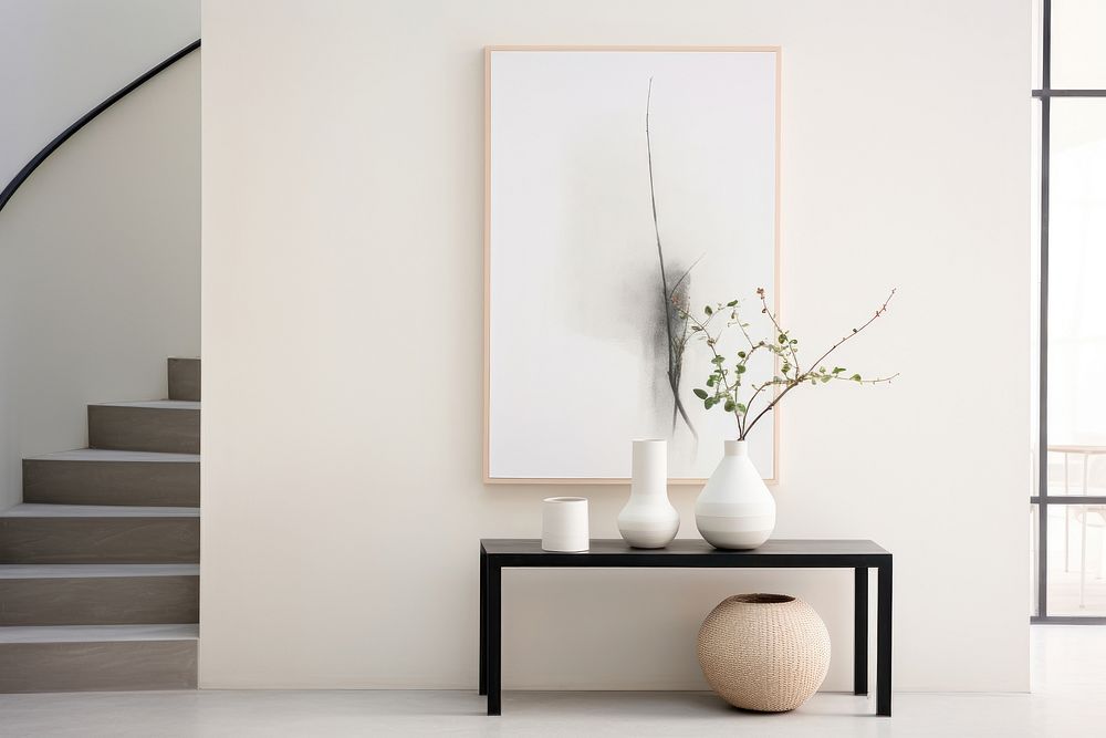 Modern styled small entryway architecture furniture vase.
