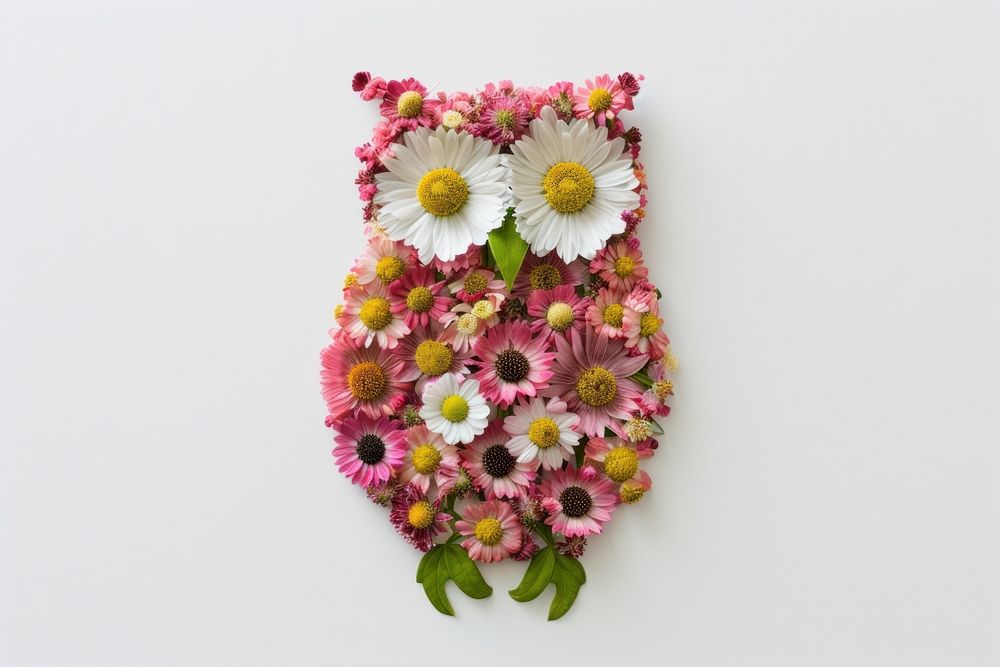 Flat flower owl icon shape nature plant petal.