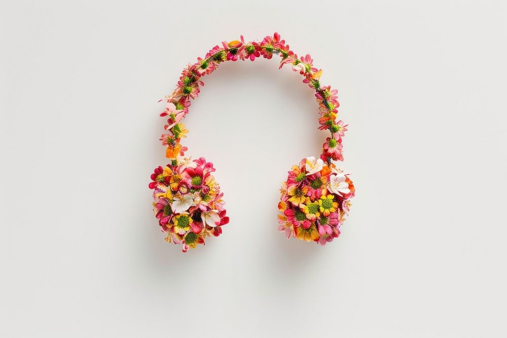 Flat flower headphones icon shape plant petal accessories.