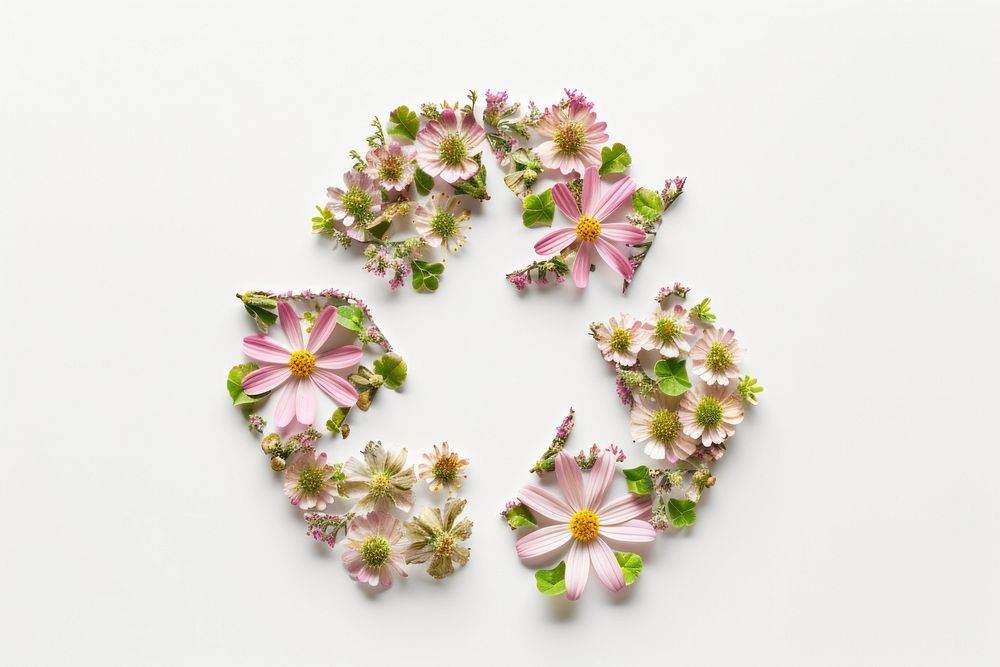 Flat flower recycle icon shape nature plant petal.