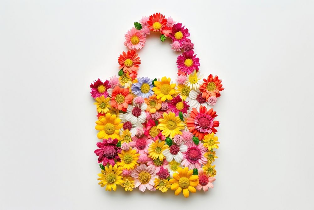 Flat flower shopping bag silhouette shape petal plant art.