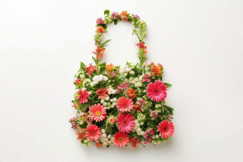 Flat flower shopping bag silhouette shape handbag nature plant.