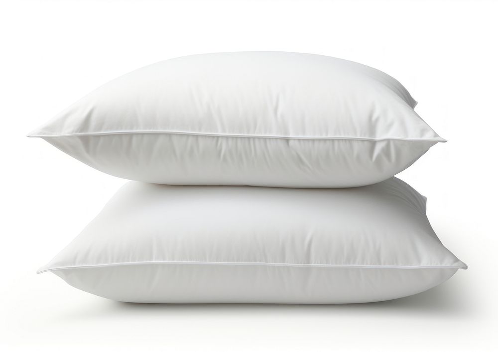 Two white pillows stacked white background comfortable relaxation. AI generated Image by rawpixel.