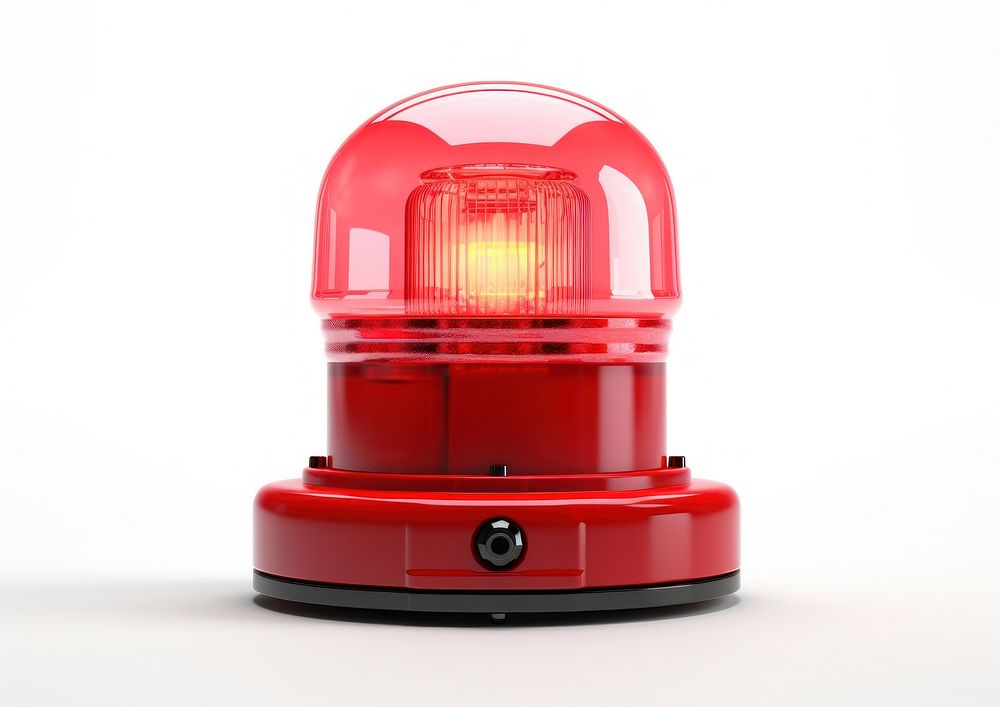 Red Strobe beacon light white background illuminated. AI generated Image by rawpixel.