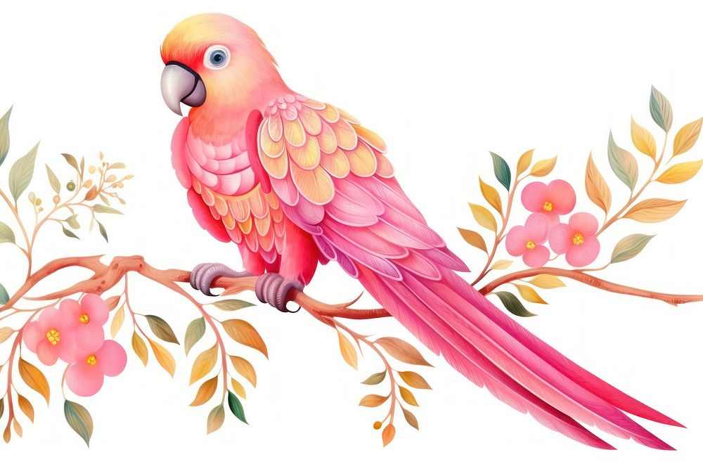 Pink parrot animal bird art.