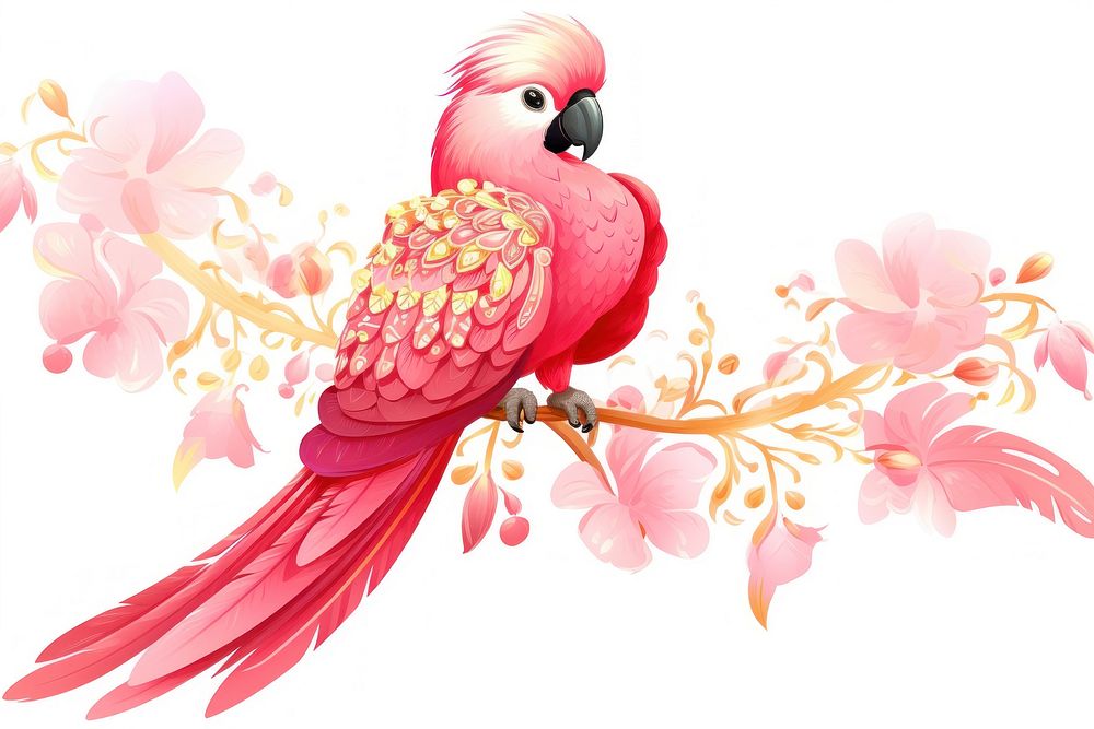 Pink parrot animal plant bird.