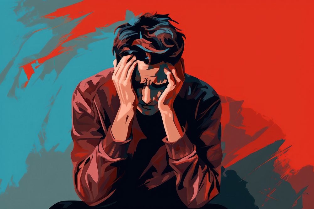 Depression disorder person adult art. AI generated Image by rawpixel.