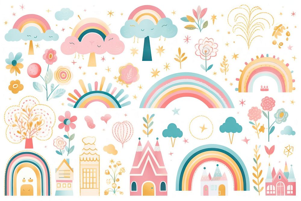 Rainbow drawing backgrounds pattern.