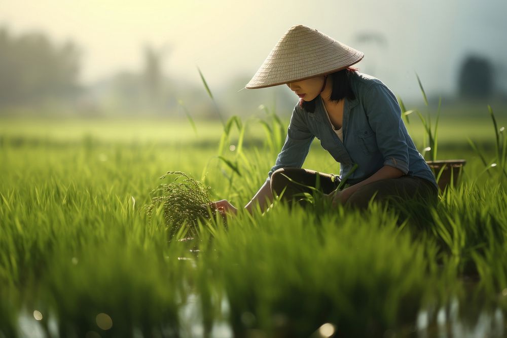Vietnam woman field agriculture outdoors.