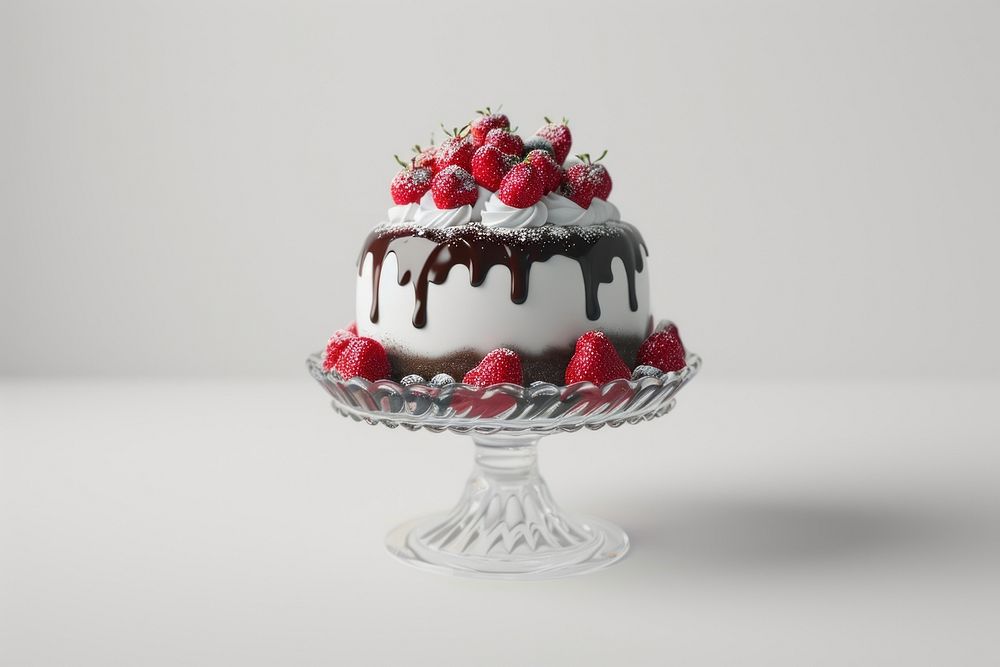 Cake strawberry dessert sundae.