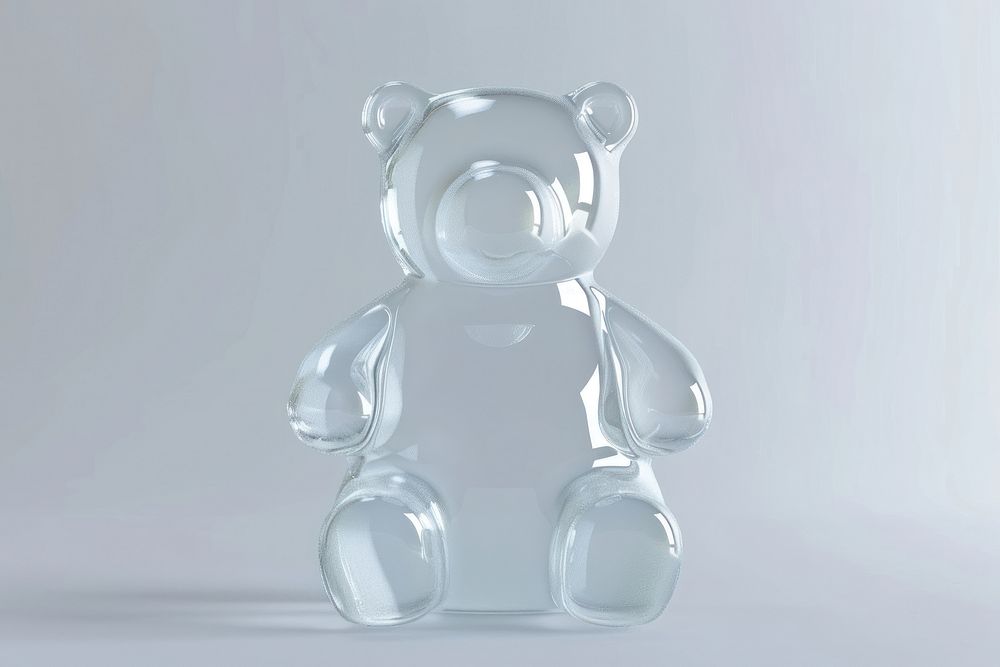 Bear shape transparent white glass.